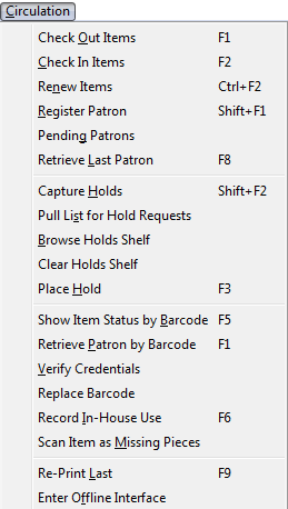Circulation Menu